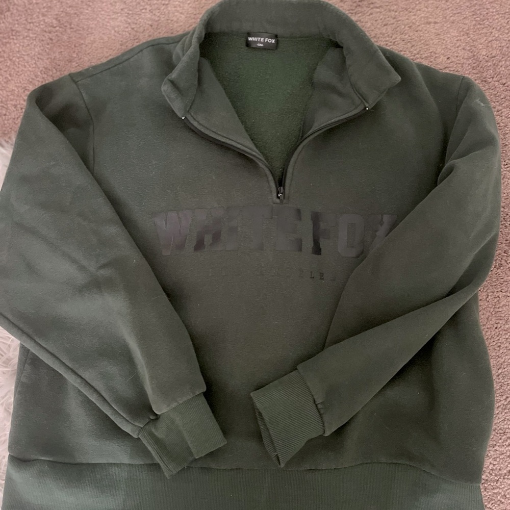 White Fox Green Quarter Zip Sweatshirt